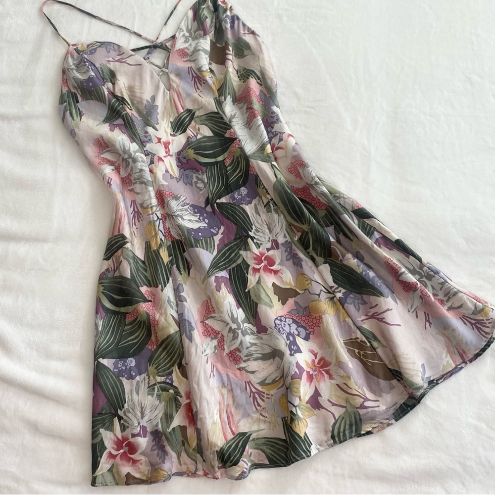 Silk Victoria’s Secret 90s Gold Label Floral Print Corset Vintage Slip Dress L - Picture 2 of 7